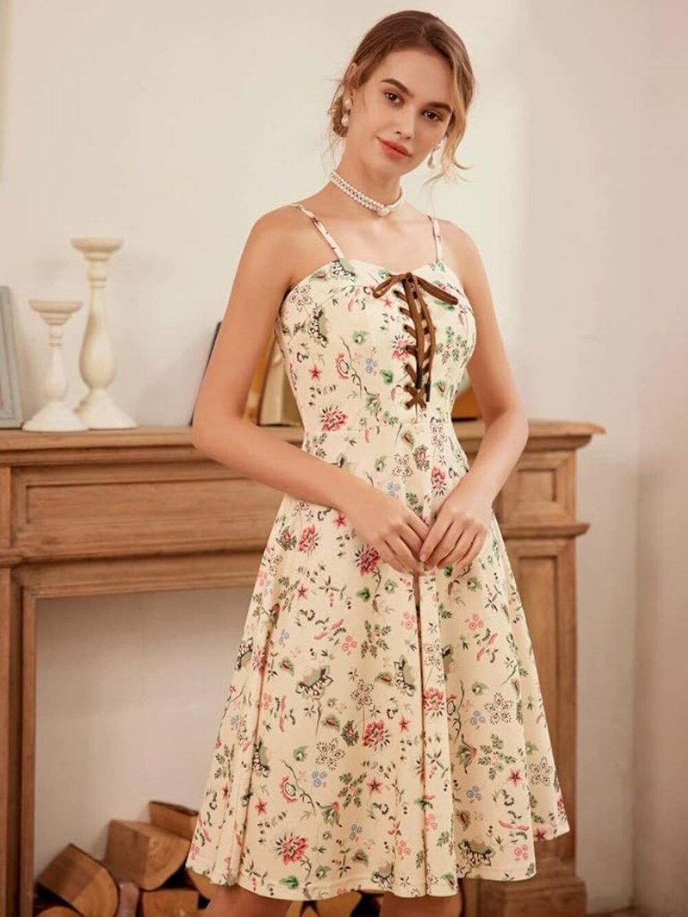 Scarlet Darkness Vintage Cottagecore Fairycore Romantic Corset Floral Sundress M